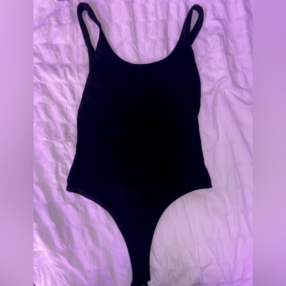 small black button bodysuit